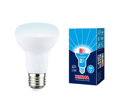 Лампа светодиодная LED-R63-11W/4000K/E27/FR/NR LED. "Рефлектор", матовая. Серия Norma. 4000K  UL-00005775  Volpe
