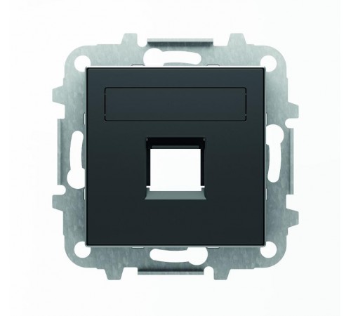 Накладка для 1-го суппорта/разъёма типа 2017... или 2018..., со шторками и полем для надписи, серия SKY, цвет чёрный барх.2CLA851810A1501 ABB