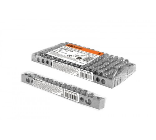 Шина "N" нулевая 6х9мм 12/2 (12 групп/крепеж по краям) никелированная инд. стикер  SQ0801-0339  TDM