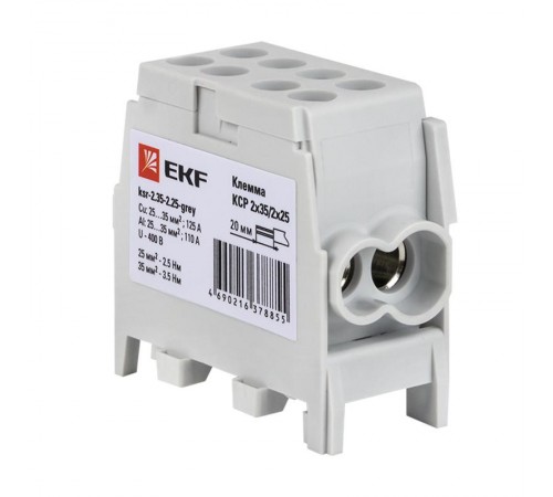 Клемма распределительная КСР с двойным винтом 2x35/2x25 серая PROxima  ksr-2.35-2.25-grey  EKF