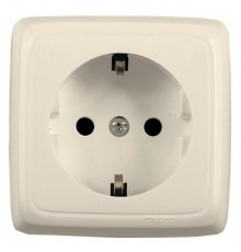 Розетка открытой установки, одноместная, с заземляющим контактом, с изолирующй пластиной, цвет слонова кость  РА16-113-01  HEGEL