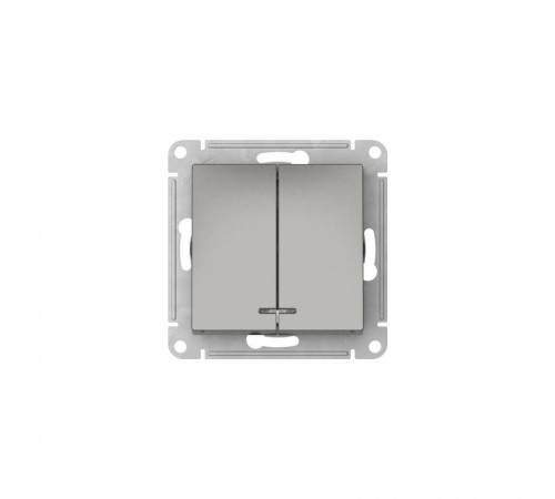 AtlasDesign Сталь Выключатель 2-клавишный с подсветкой,сх.5а, 10АХ, механизм, быстрозажимные клеммы  ATN000953S  SE