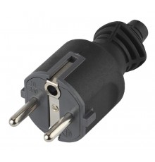 Вилка V4(B)  c/з 16A прямой ввод черная (10/200/6000) Б0019189  ЭРА