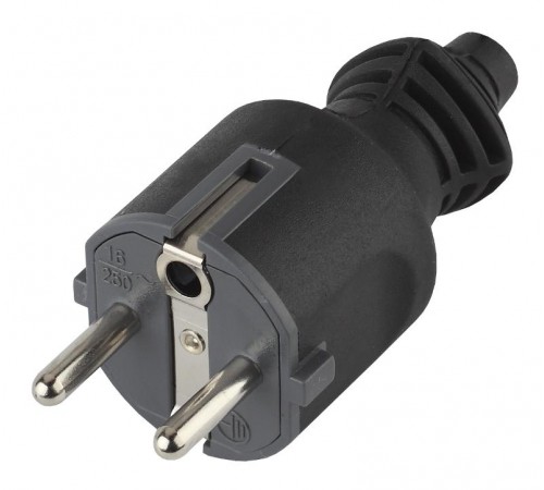 Вилка V4(B)  c/з 16A прямой ввод черная (10/200/6000) Б0019189  ЭРА