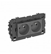 Розетка двойная 0° Modul45connect франц. стандарт, 250 В, 16A (черный) (STD-F0C8 SWGR2)  6120630  OBO Bettermann