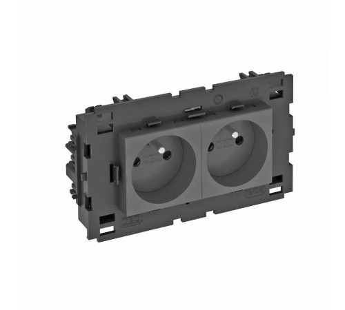 Розетка двойная 0° Modul45connect франц. стандарт, 250 В, 16A (черный) (STD-F0C8 SWGR2)  6120630  OBO Bettermann