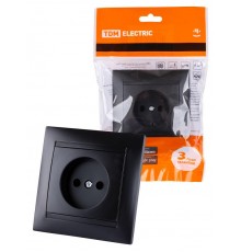 Розетка 2П 10А 250В графит "Лама"  SQ1815-0622  TDM