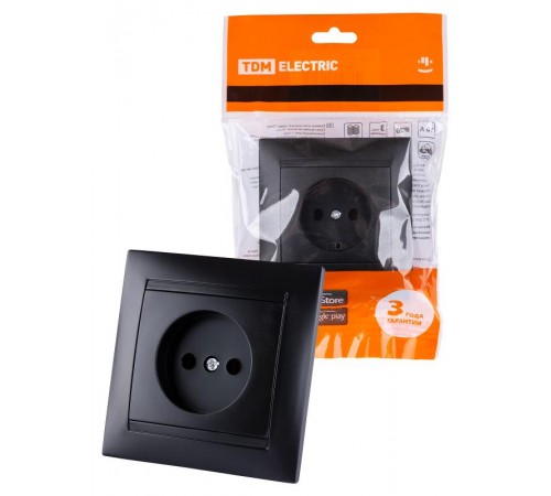 Розетка 2П 10А 250В графит "Лама"  SQ1815-0622  TDM