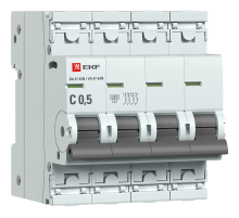Выключатель автоматический четырёхполюсный 0,5А (C) 6кА ВА 47-63N PROxima M63640T5C  EKF