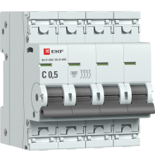 Выключатель автоматический четырёхполюсный 0,5А (C) 6кА ВА 47-63N PROxima M63640T5C  EKF