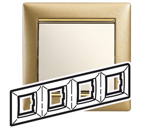 Valena Матовое Золото Рамка 4-ая гориз  770304  Legrand