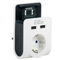 Адаптер Т-02/01 1 место 2P+PE 16А 2хUSB 2,4А белый  WTP11-16-01-Z-K01  IEK