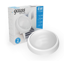 Светильник светодиодный пылевлагозащищенный для ЖКХ IP54 D176*76 8W 680lm 6500K ECO 2.0 круглый 1/12  141411308  Gauss