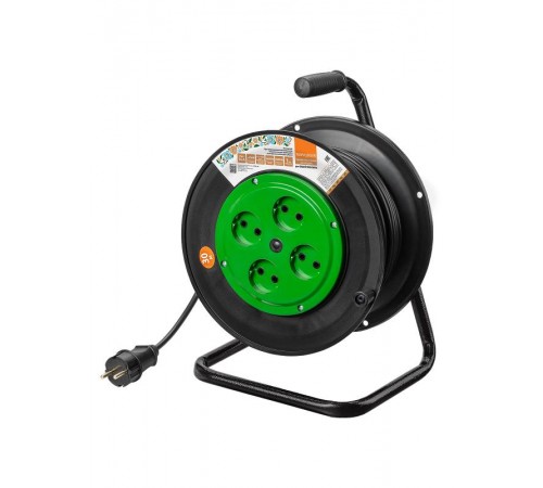 Удлинитель на катушке силовой народный 4 гнезда ПВС 3500 Вт б/з, 30м  SQ1307-0533  TDM