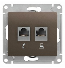Glossa Шоколад Мех Розетка 2-ая RJ11+RJ45, кат.5E  GSL000885  SE