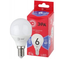 Лампа светодиодная RED LINE LED P45-6W-865-E14 R E14 / Е14 6Вт шар холодный дневной свет  Б0045356  ЭРА