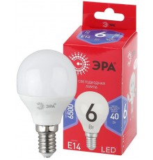 Лампа светодиодная RED LINE LED P45-6W-865-E14 R E14 / Е14 6Вт шар холодный дневной свет  Б0045356  ЭРА