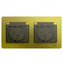 Glossa Фисташковый Розетка 2-ая с з/к, со шторками (в сборе), IP44  GSL001047  SE