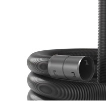 Усиленная двустенная труба ПНД гибкая д.110мм с протяжкой, SN15, 750Н, в бухте 100м, цвет черный для кабельной канализации  121511A100  DKC