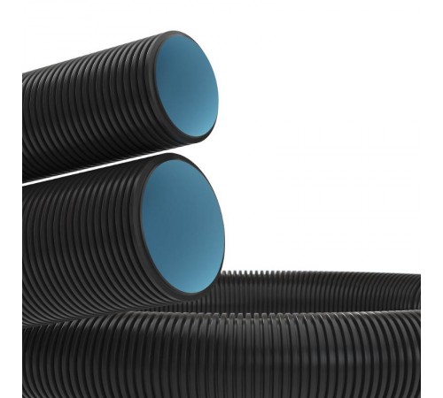 Усиленная двустенная труба ПНД гибкая д.110мм с протяжкой, SN15, 750Н, в бухте 100м, цвет черный для кабельной канализации  121511A100  DKC