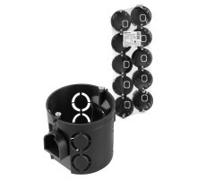 Коробка установочная СП D68х62мм, углубленная, саморезы, стык. узлы, черная, IP20, (10 шт)  SQ1402-2905  TDM