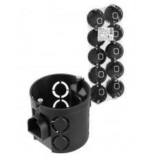 Коробка установочная СП D68х62мм, углубленная, саморезы, стык. узлы, черная, IP20, (10 шт)  SQ1402-2905  TDM