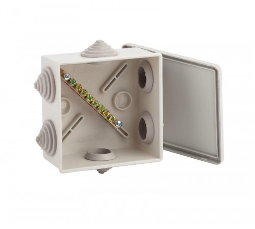 Коробка уравнивания потенциалов KUPR 85х85х40мм, шина 6х9, 8 групп IP44 (60/1800)  Б0051416  ЭРА