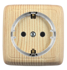 Розетка открытой установки, одноместная, с заземляющим контактом, цвет сосна  РА16-171-02  HEGEL