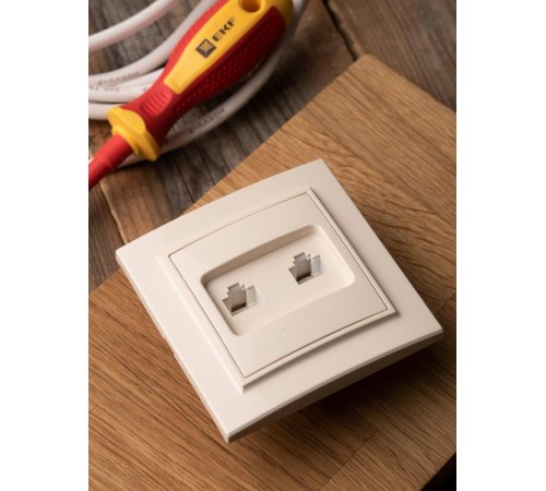 Розетка RJ-45 1-мест. СП бежевый Минск EKFERK01-035-20EKF