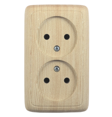 Розетка открытой установки, двухместная, цвет сосна  РА16-141-02  HEGEL
