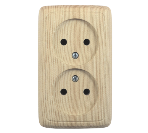 Розетка открытой установки, двухместная, цвет сосна  РА16-141-02  HEGEL