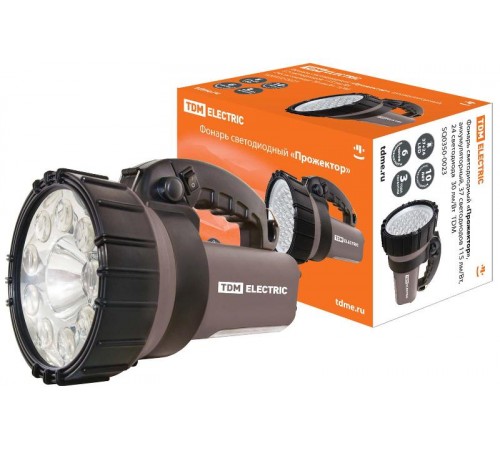 Фонарь прожекторный  37хLED + 24хLED аккумулятор 6В34*ч  SQ0350-0023  TDM
