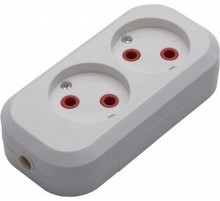 PST10-200-20 Розетка переносная разборная, 2-местная б/з, 250В, 10A, белый  39007  STEKKER