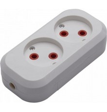 PST10-200-20 Розетка переносная разборная, 2-местная б/з, 250В, 10A, белый  39007  STEKKER
