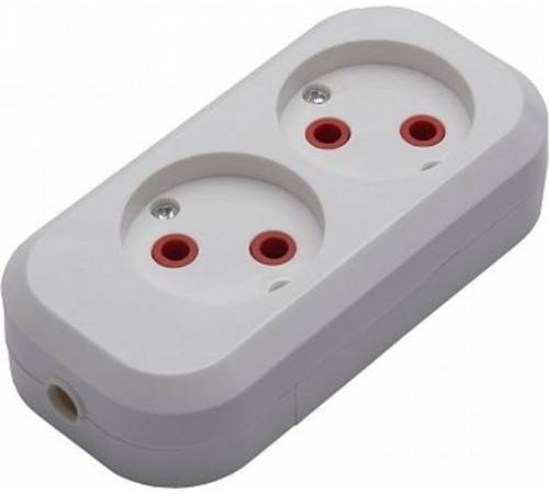 PST10-200-20 Розетка переносная разборная, 2-местная б/з, 250В, 10A, белый  39007  STEKKER