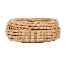 Труба гибкая гофрированная ПВХ 16мм с протяжкой (25м) светлое дерево  tg-z-16w  EKF