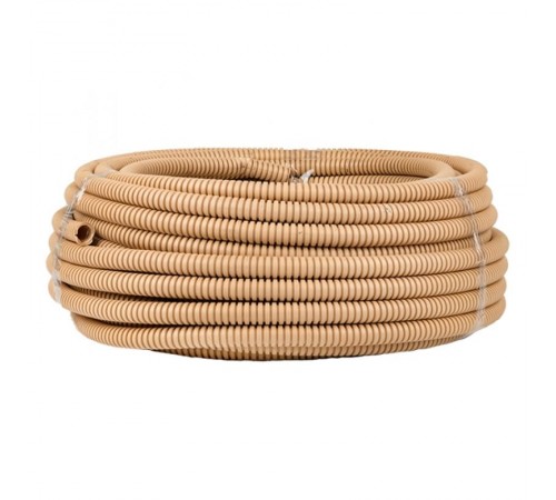 Труба гибкая гофрированная ПВХ 16мм с протяжкой (25м) светлое дерево  tg-z-16w  EKF