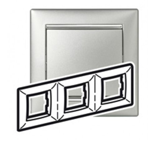 Valena Алюминий/Серебряный штрих Рамка 3-ая горизонт.  770353  Legrand