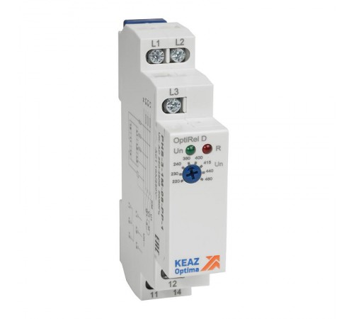Реле контроля фаз OptiRel D PHS-3-1M-08-PP-1 без настр повышенного/пониженного асимметрии 3Ф 1СО  331992  КЭАЗ