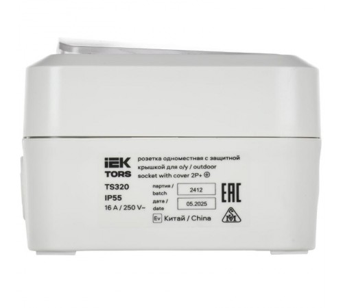 TORS Розетка 1-я с з/к кр. 16А IP55 TS320 белый  TS-R16-16-55-K01  IEK