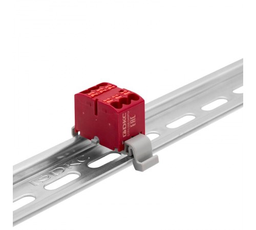 Блок распределительный с гориз. адапт. на рейку шириной 35мм, зажим push-in, 6 точки подкл. 2,5 кв.мм, красный  DTP1-006-04SPUR-H  DKC