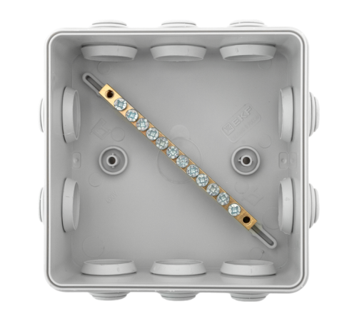 Коробка уравнивания потенциалов КУП-030-014 с крышкой наружная (100х100х50) для прямого монтажа, 10 мембр. вводов серая IP55  plc-kmr-030-014-g  EKF