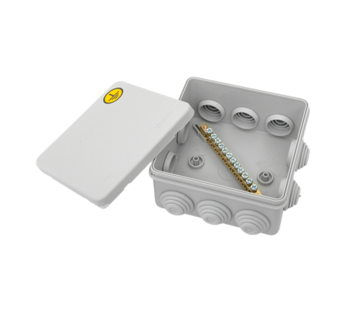 Коробка уравнивания потенциалов КУП-030-014 с крышкой наружная (100х100х50) для прямого монтажа, 10 мембр. вводов серая IP55  plc-kmr-030-014-g  EKF