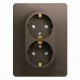 Glossa Шоколад Розетка 2-ая с заземлением со шторками, 16А (в сборе)  GSL000826  SE