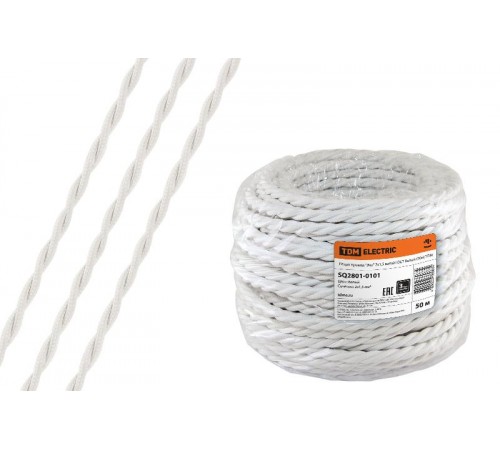 Ретро провод "Эко" 2х1,5 витой ГОСТ белый (50м)  SQ2801-0101  TDM