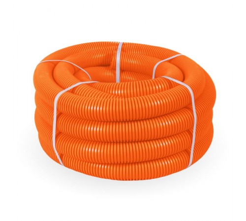 Труба гофрированная ПНД лёгкая 350 Н оранжевая с/з д50 (15м/660м уп/пал) безгалогенная (HF)   PR.025061  Промрукав