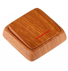 Выключатель открытой установки, одноклавишный, с индикацией, с изолирующей пластиной, цвет дуб  ВА16-114-05  HEGEL