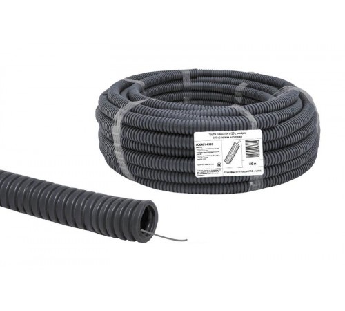 Труба гибкая гофрированная ПВХ 25мм с протяжкой лёгкая народная (50м)  SQ0401-0303  TDM