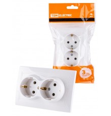 Розетка двойная 2П+З 16А 250В белая "Таймыр"   SQ1814-0014  TDM