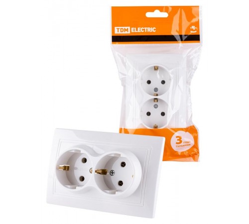 Розетка двойная 2П+З 16А 250В белая "Таймыр"   SQ1814-0014  TDM
